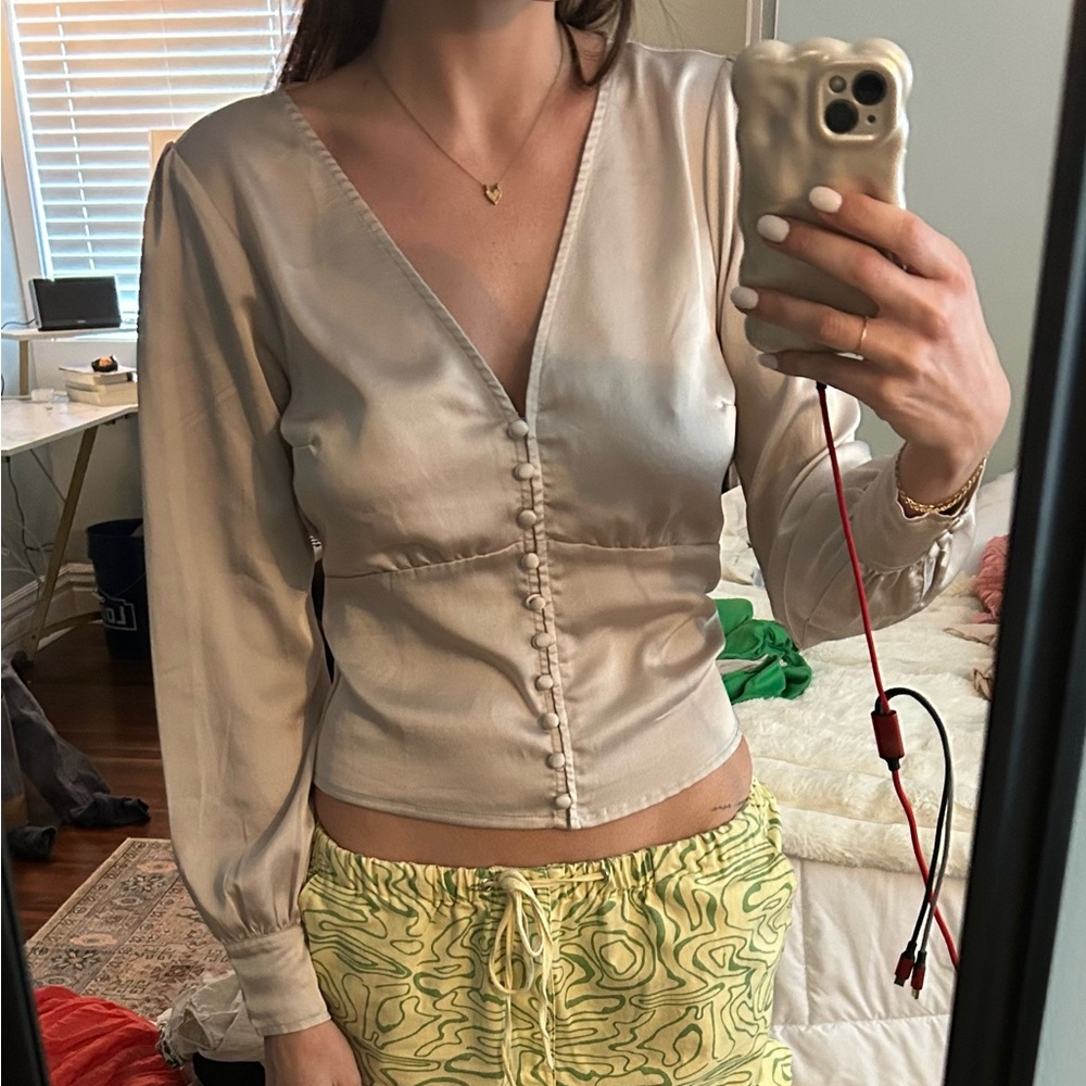 Silk Button-Up Blouse